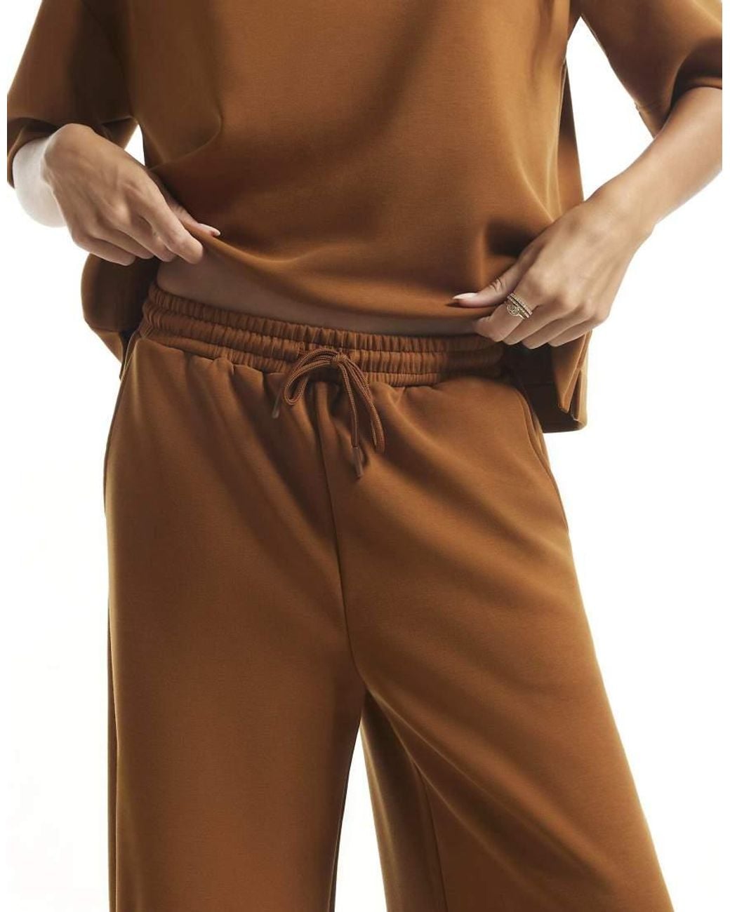 River Island Brown Premium Wide Leg Joggers
