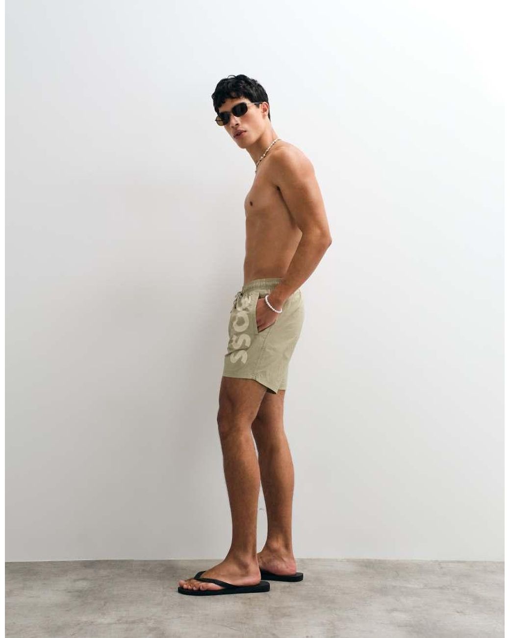 Boss Green Octopus Swim Shorts With Logo Print for men