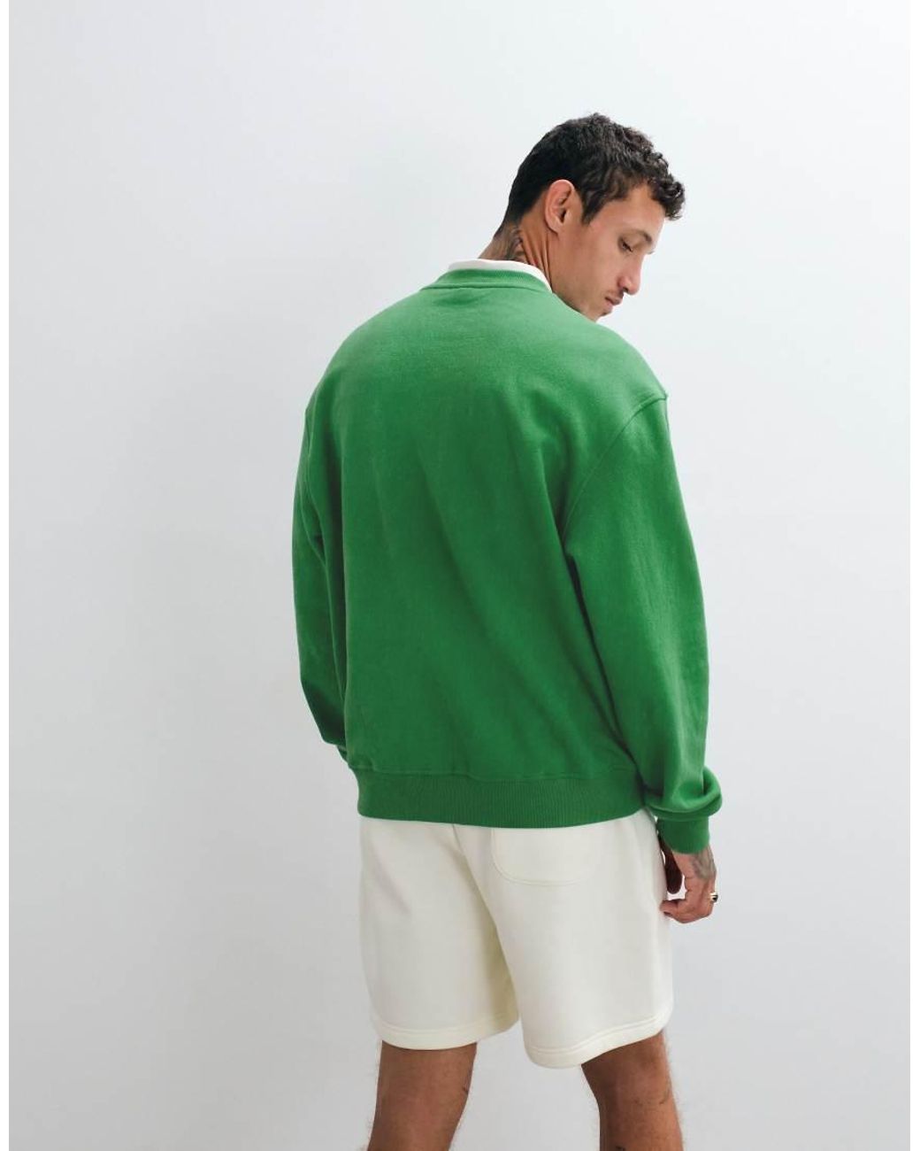 ASOS Green Relaxed Crew With Contrast Puff Print for men