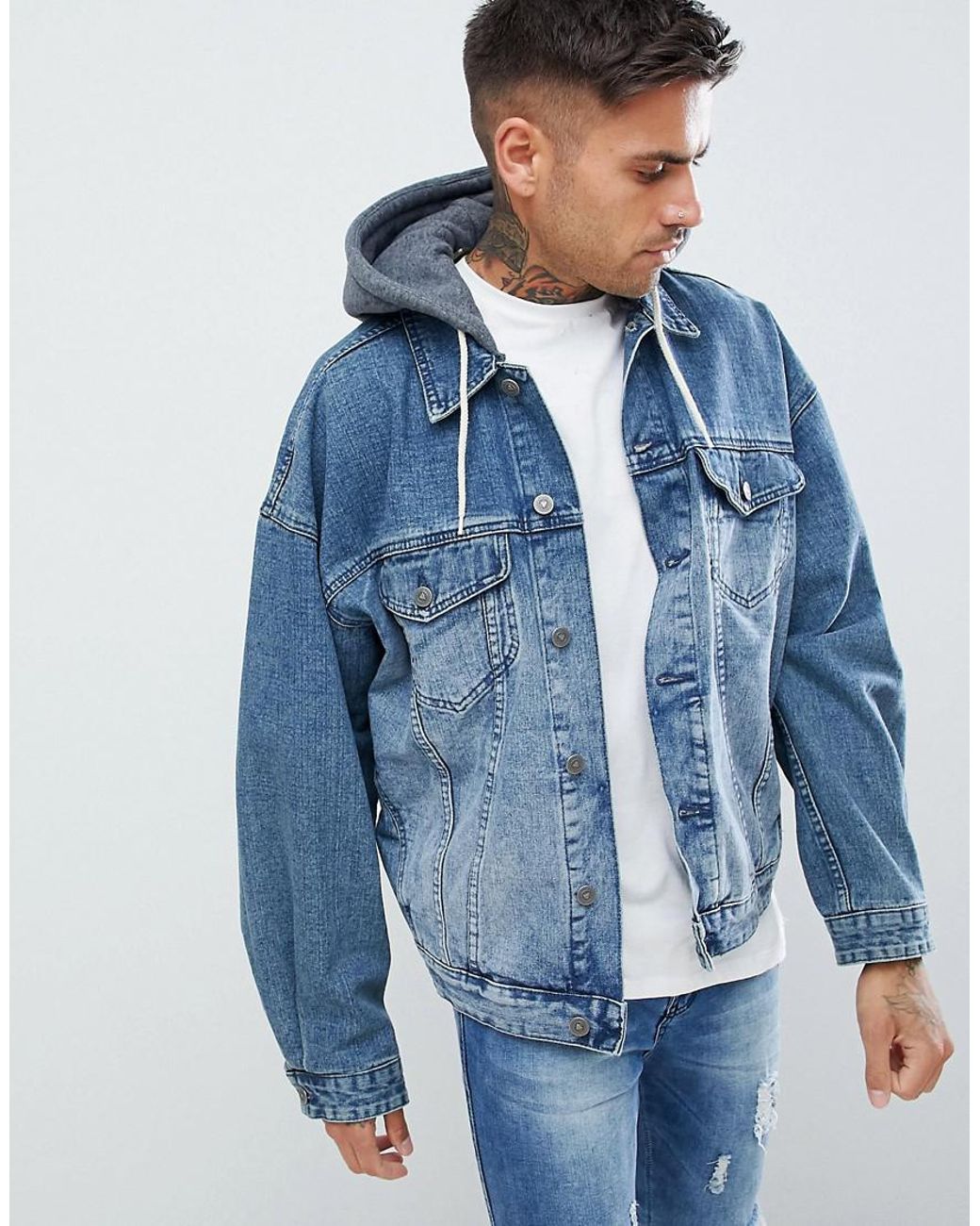 ASOS Oversized Denim Jacket With Jersey 