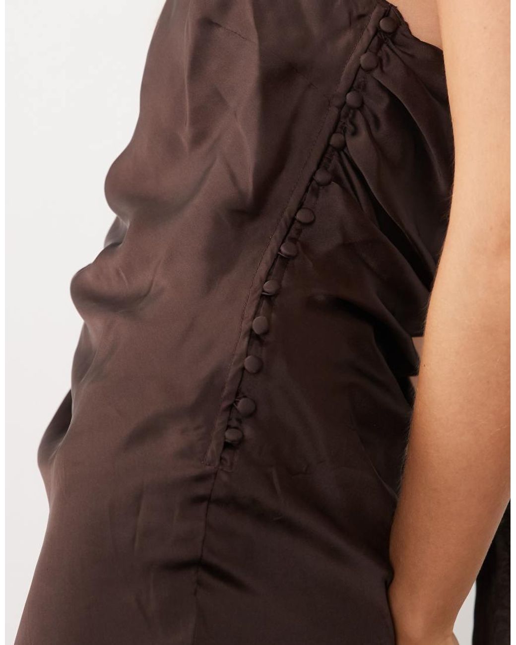 ASOS Natural Halter Neck Scarf Detail Asymmetric Satin Midaxi Dress
