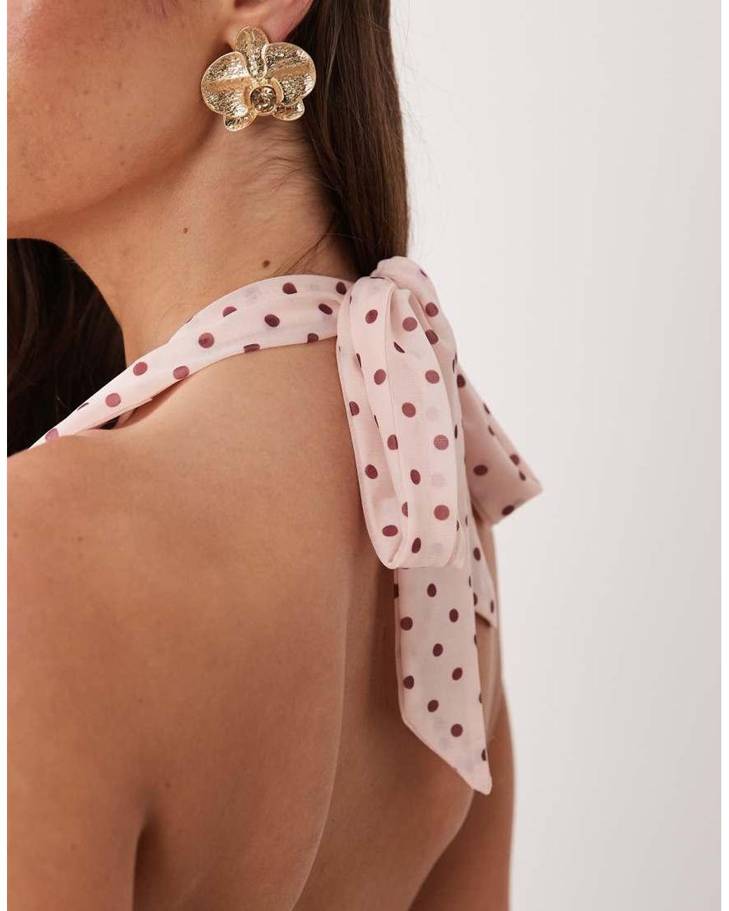 The Frolic Brown Exclusive Chiffon V Neck Halterneck Top