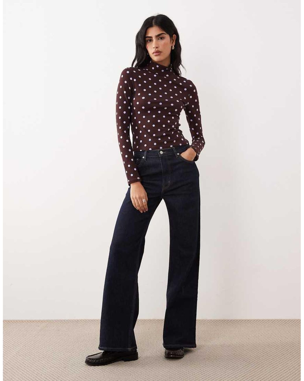 ASOS Red Funnel Neck Long Sleeve Top