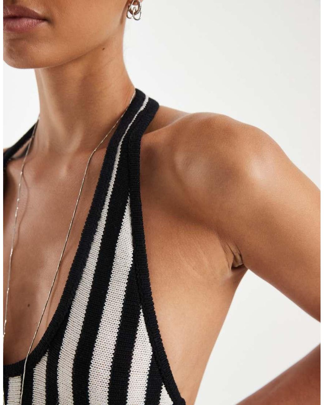 ASOS White Knitted Pleated Maxi Dress