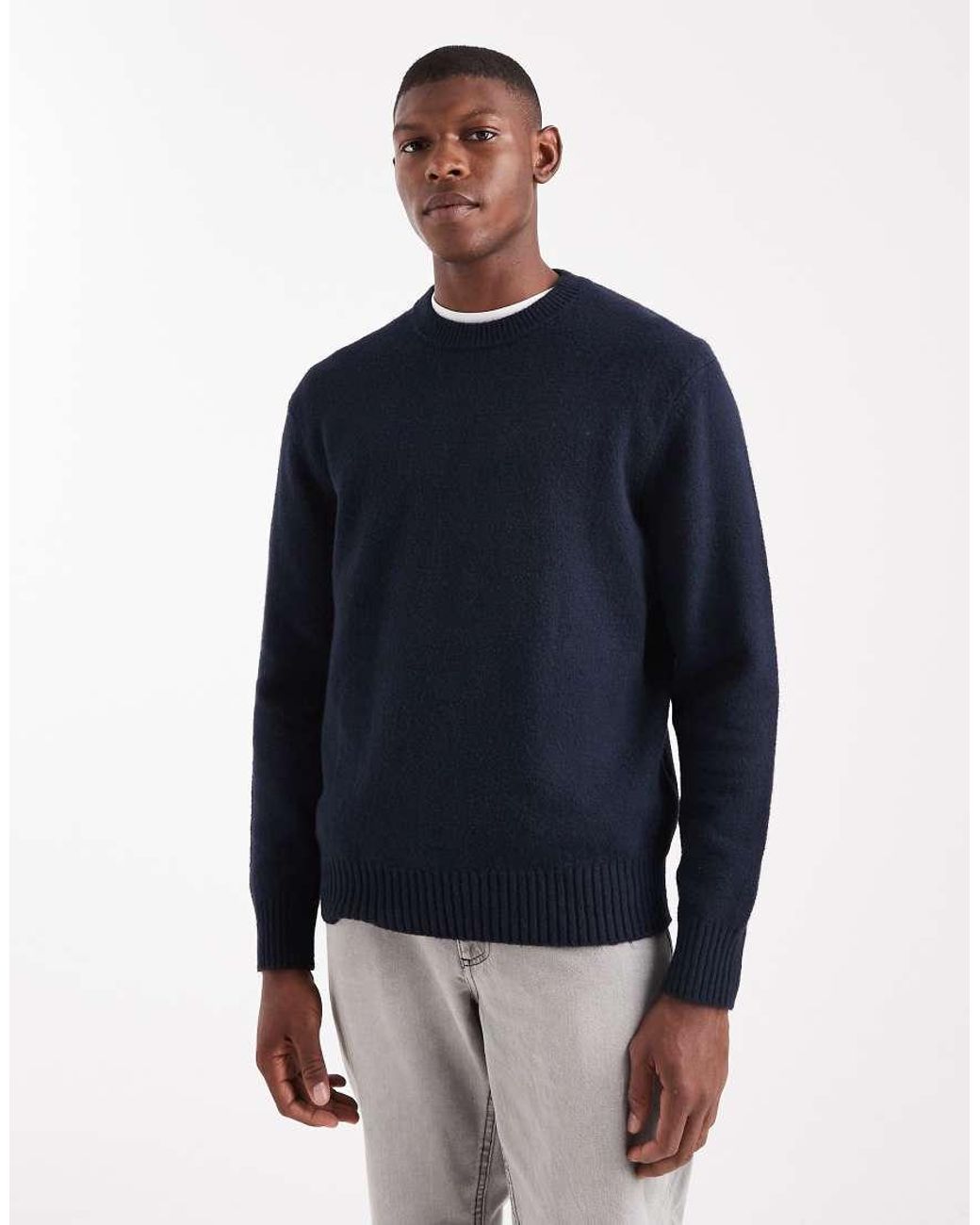 Only & Sons Blue Relaxed Crew Neck Knit Jumper for men