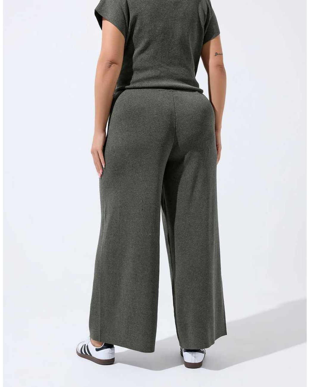 Yours Clothing Green Knitted Wide Leg Trousers