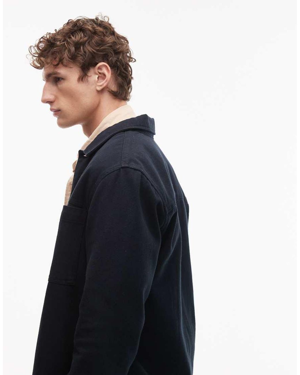 ASOS Blue Heavyweight Cotton Twill Overshirt for men