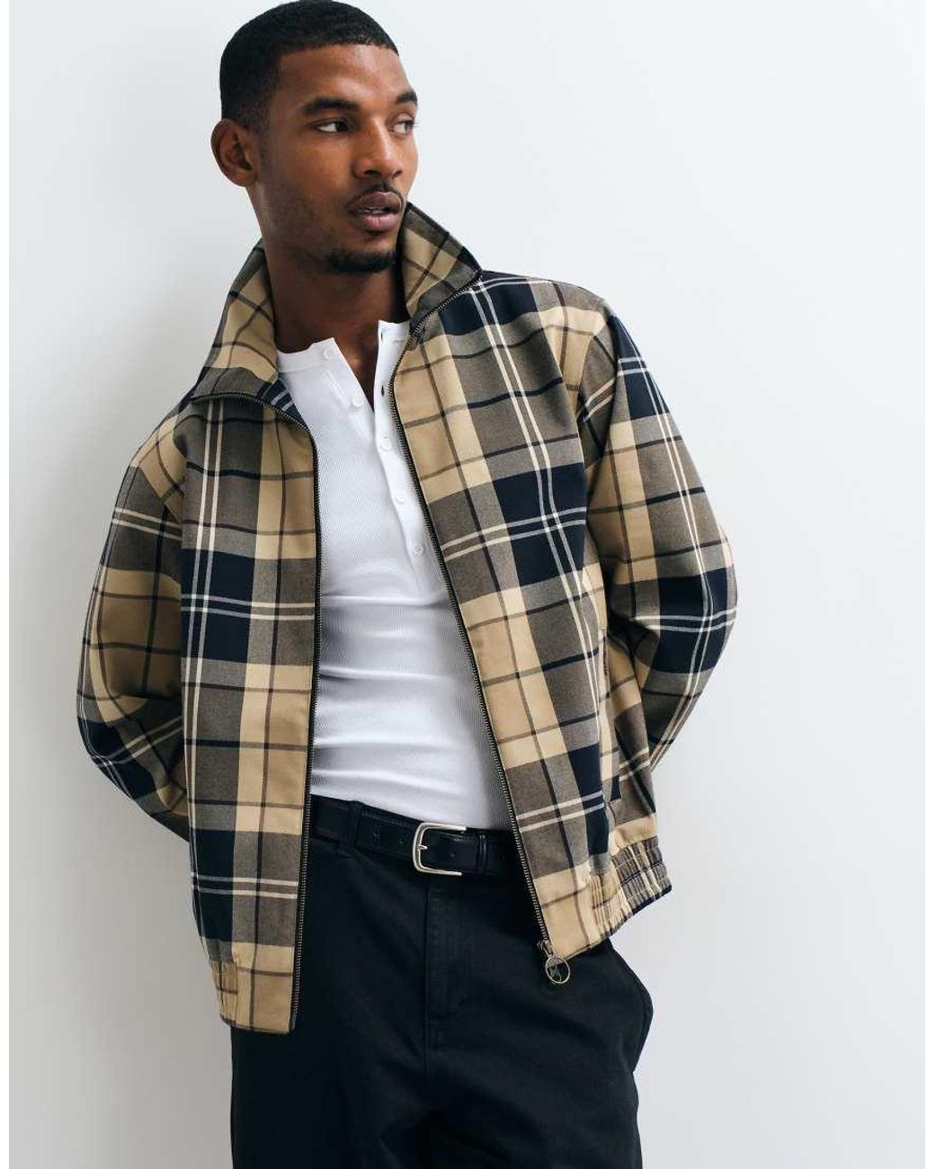 Barbour Gray Blouson Showerproof Tartan Check Jacket for men