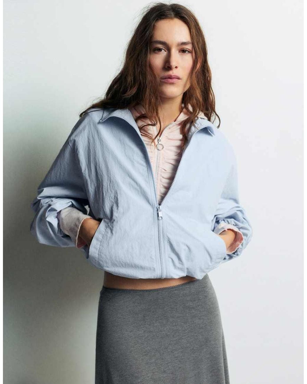 Pull&Bear Blue Lightweight Bomber Jacket