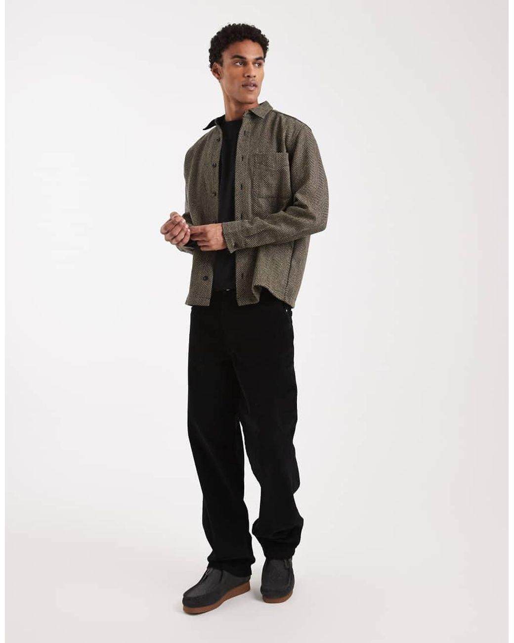 ASOS Gray Herringbone Overshirt for men