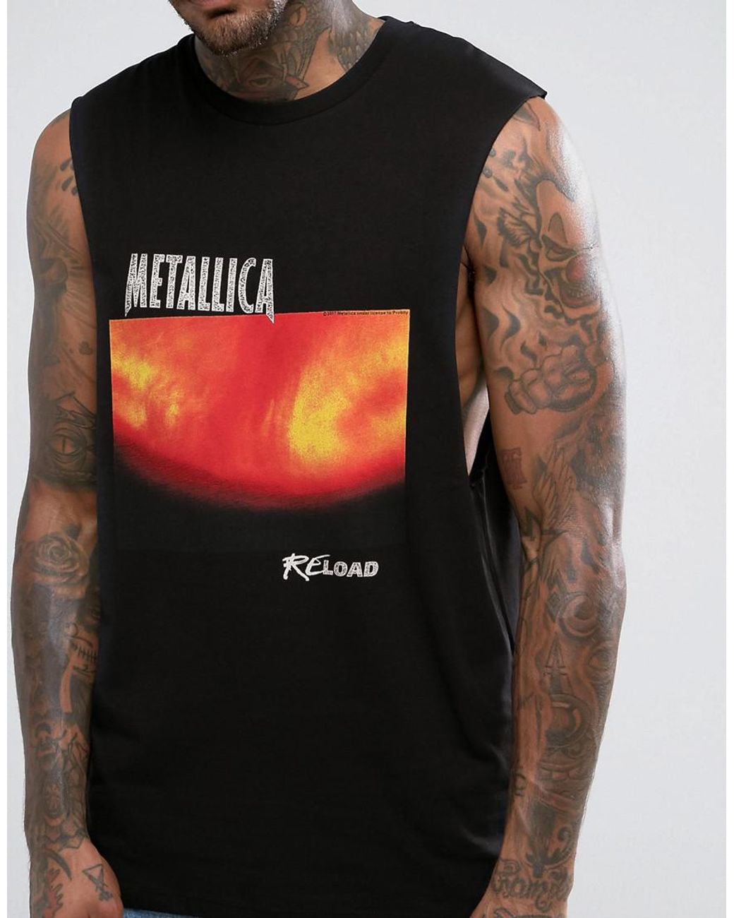 ASOS Metallica Sleeveless Band T shirt With Reload Print And