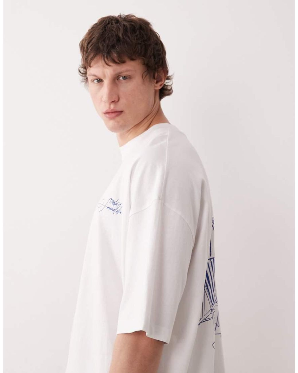 ASOS White Oversized T-shirt With Beach Print for men