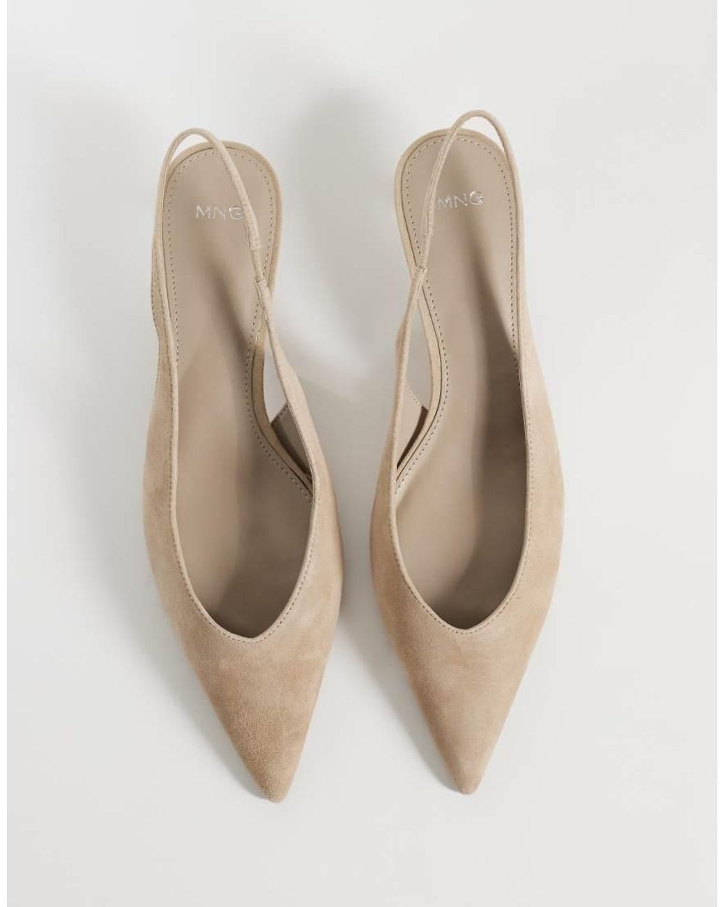 Mango White 100% Leather Heeled Slingback