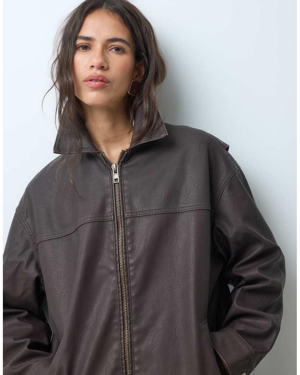 New Look Black Oversized Washed Faux Leather Jacket