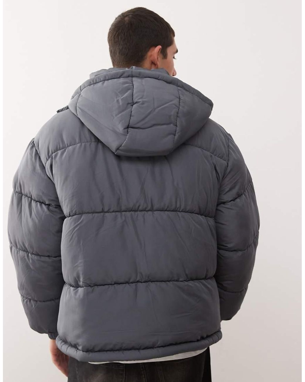 Collusion Gray Unisex Puffer Jacket With Hood