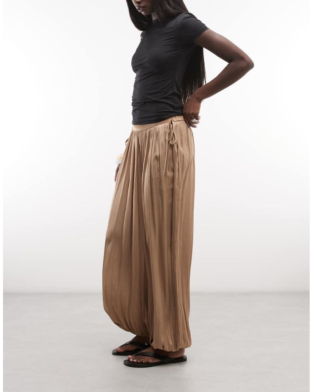 AllSaints Natural Eshe Tie Detail Pleated Balloon Pants