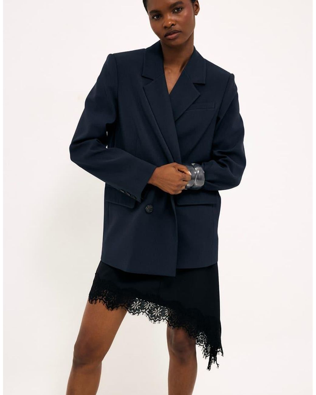 NA-KD Blue Oversized Double Breasted Blazer