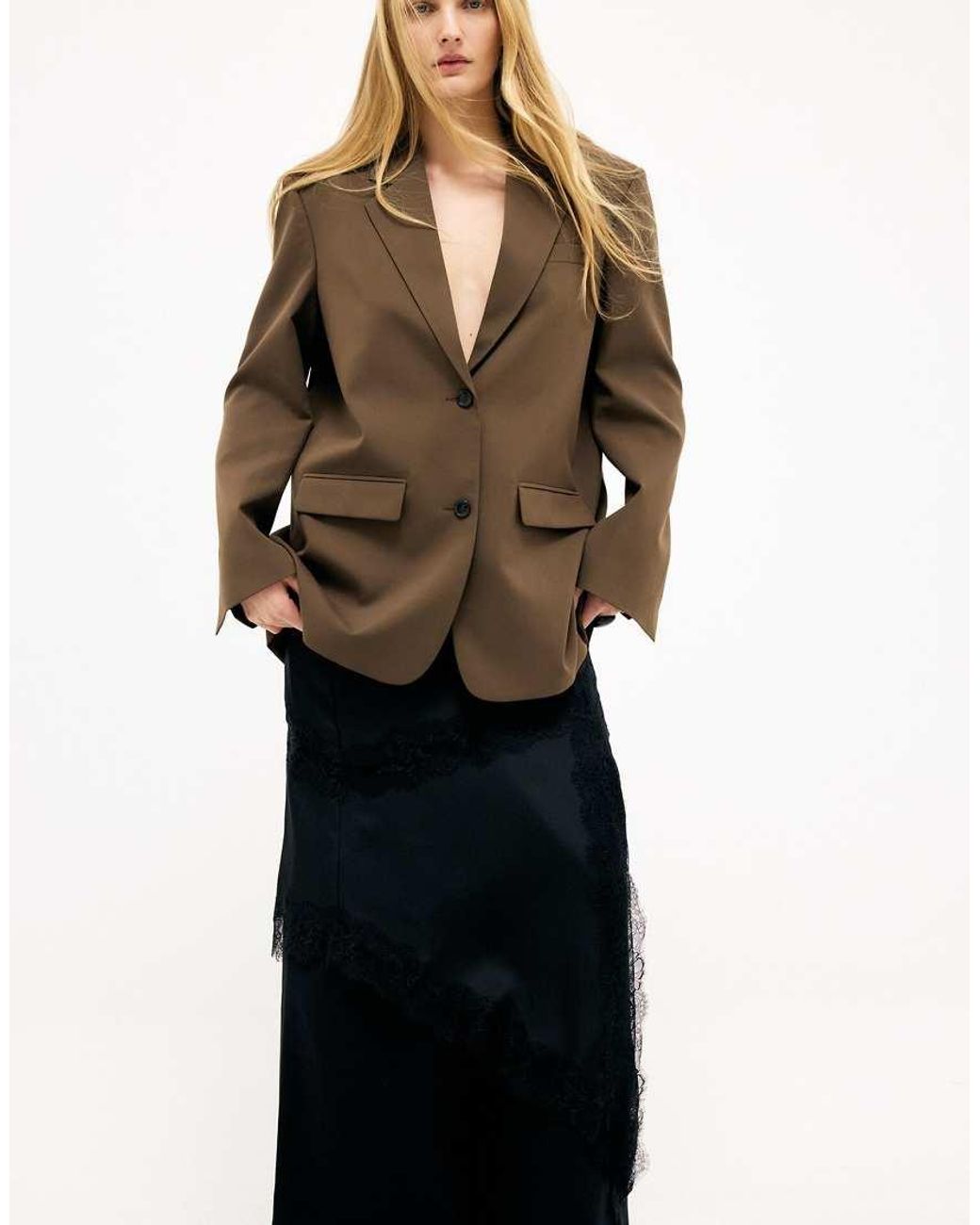 NA-KD Brown Oversized Tie Back Detail Blazer