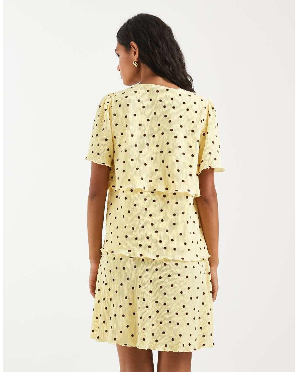 Pieces Natural Textured Tiered Mini Dress