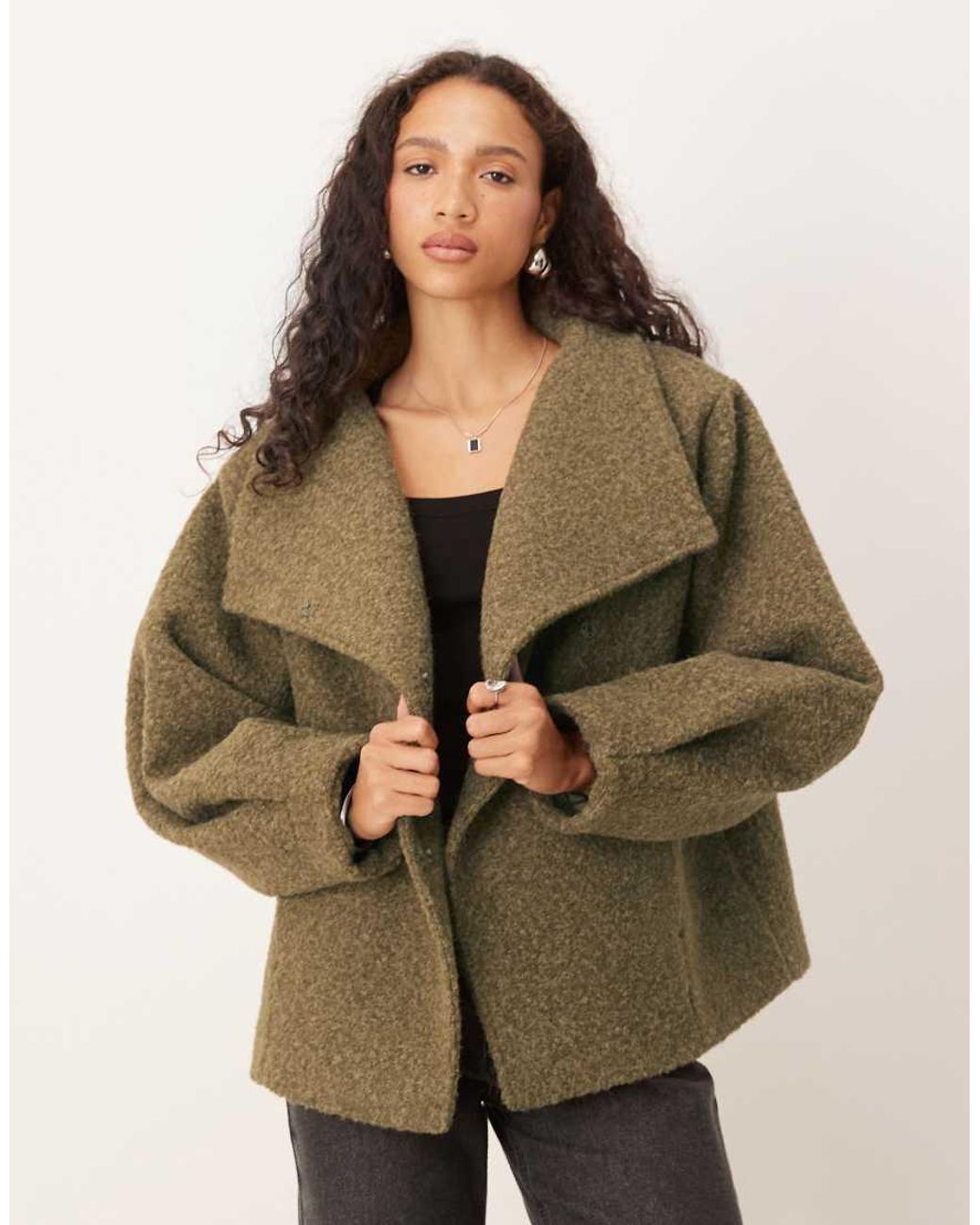 ASOS Zacht Oversized Jack Met Opstaande Boord in het Natural
