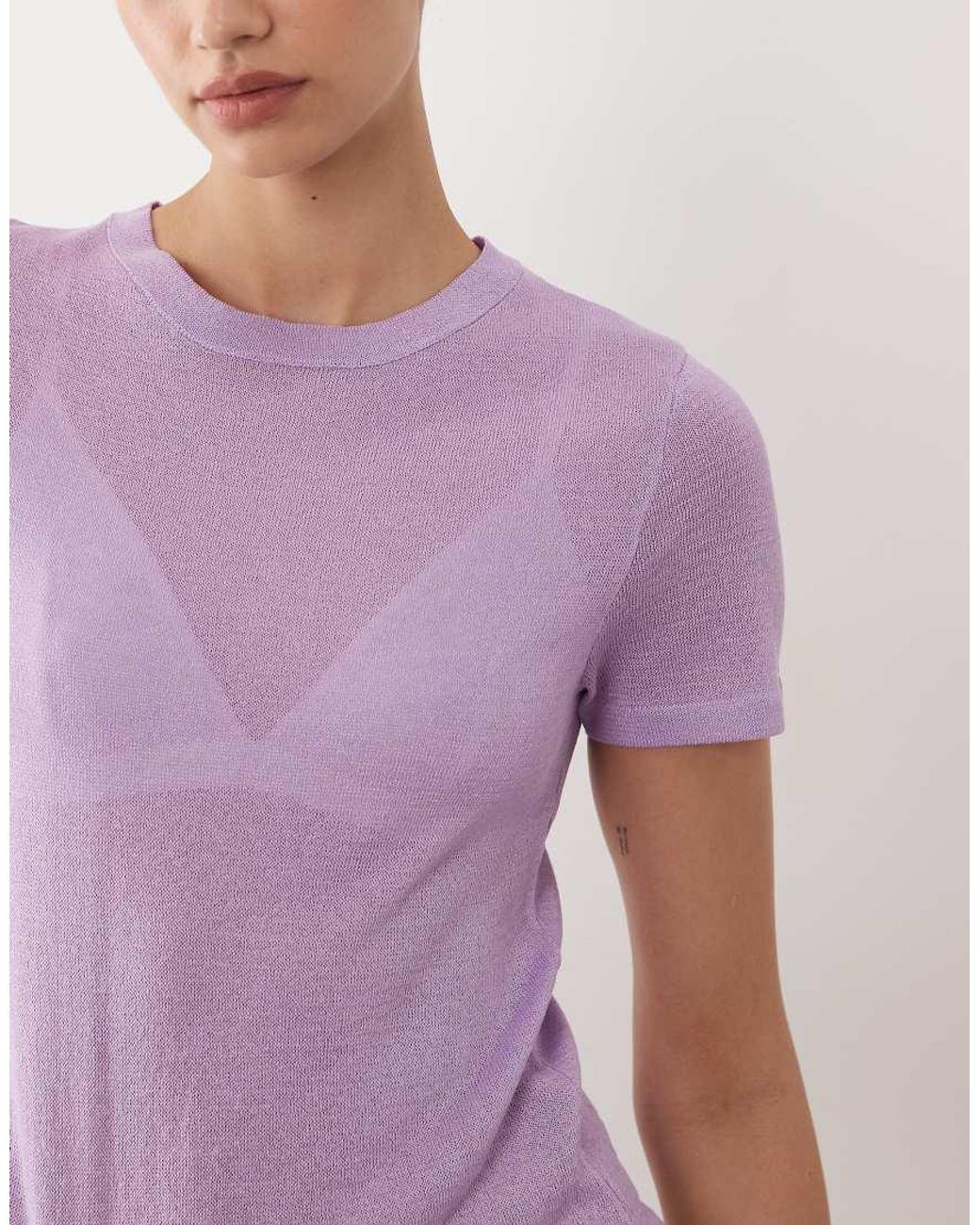 ASOS Purple Knitted Sheer T-shirt