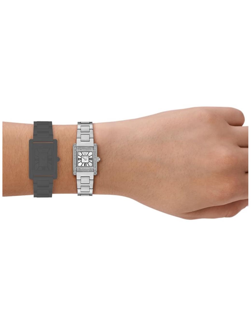 Emporio Armani White Two-Hand Stainless Steel Watch, Ar11794