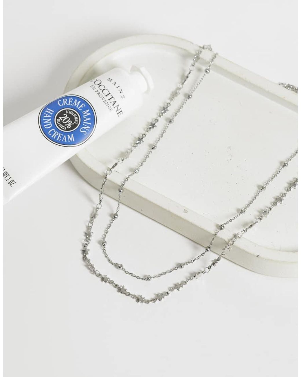 Reclaimed Vintage White 2 Row Star Chain Necklace