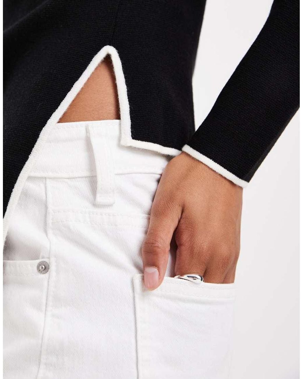ASOS Black Ruched Side Asymmetric Long Sleeve T-Shirt
