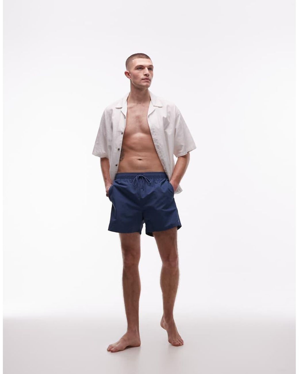 Tommy Hilfiger Blue Drawstring Swim Shorts With Side Logo Tape for men