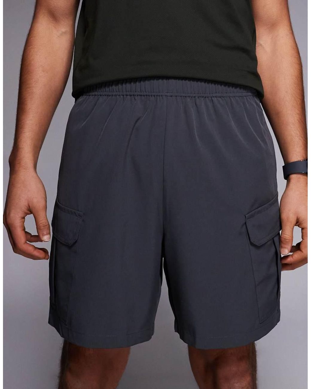 4505 Blue Icon 18cm Quick Dry Training Cargo Shorts With Zip Pockets for men