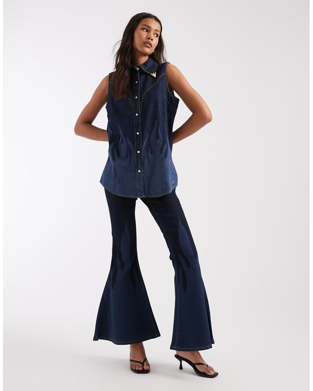 Wrangler Blue X Lainey Wilson Flame Sleeveless Denim Shirt