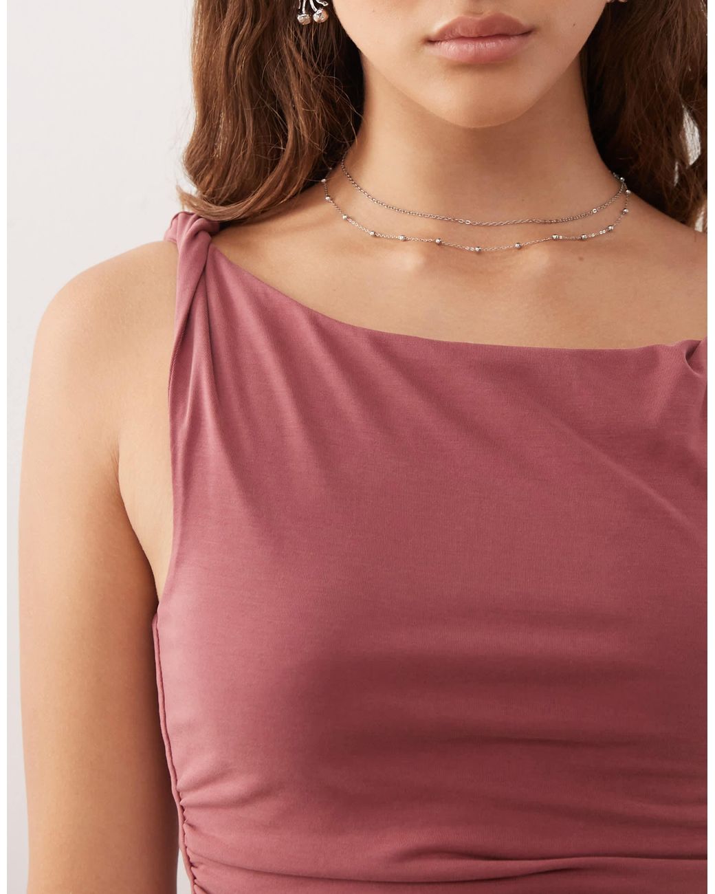 Collusion Red Twist Square Neck Top