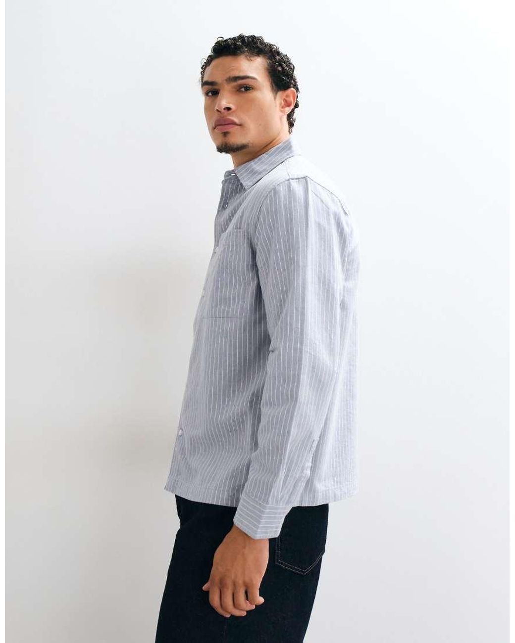 New Look Blue Boxy Stripe Shirt for men
