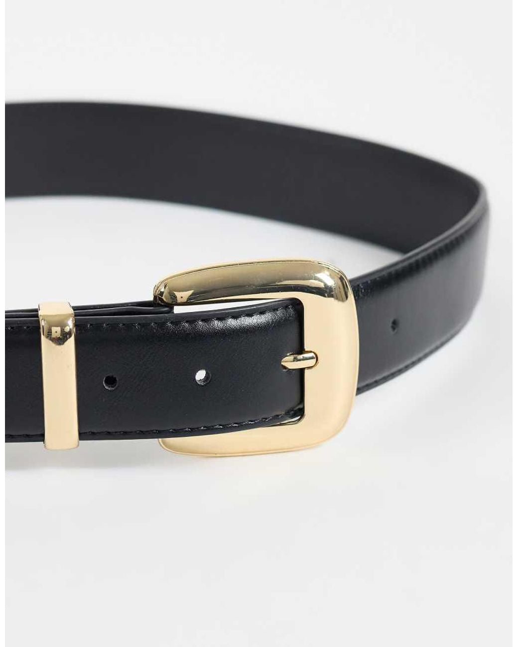 Mango Black Oversized Buckle Belt
