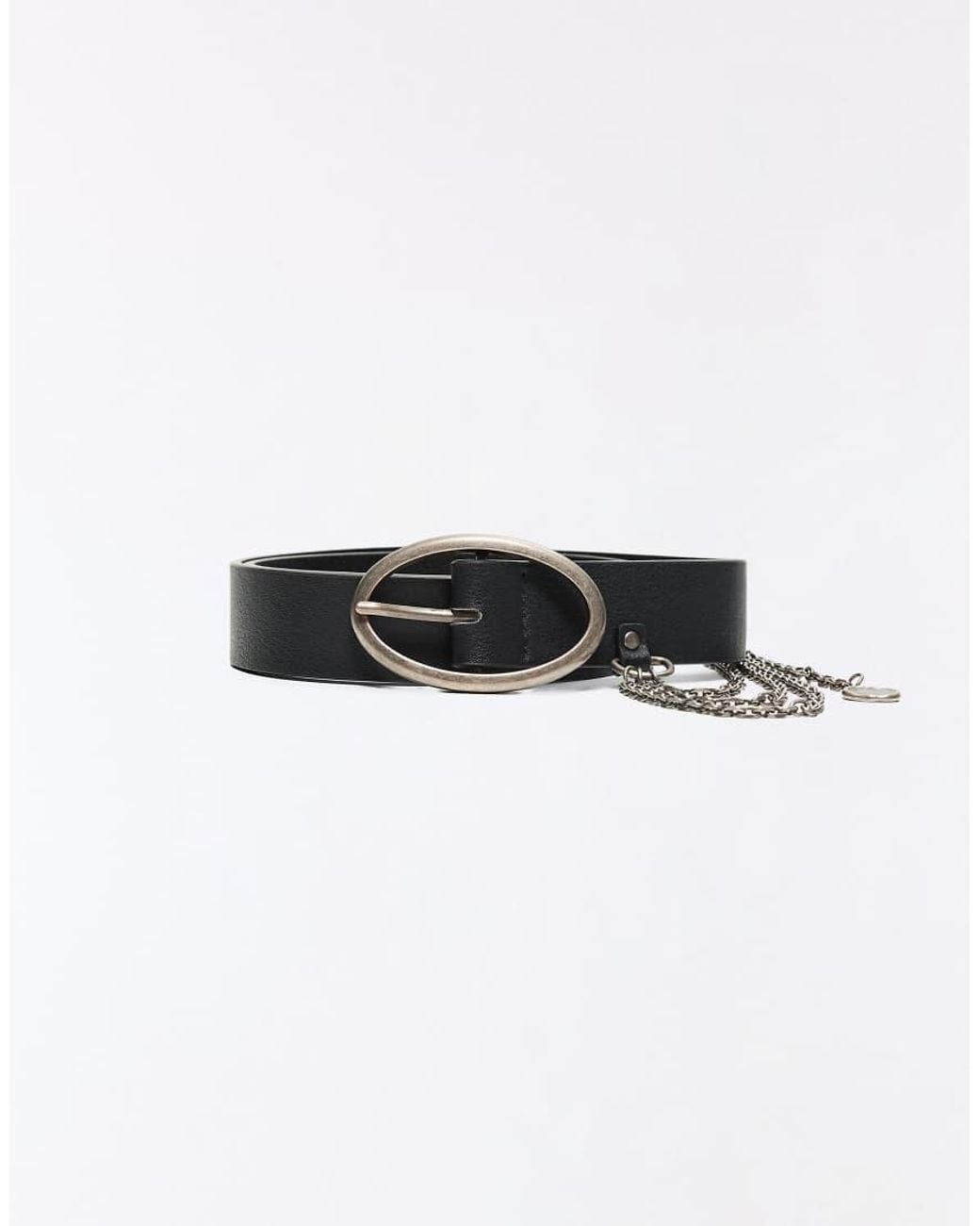 Bershka Black Leather Effect Chain Belt