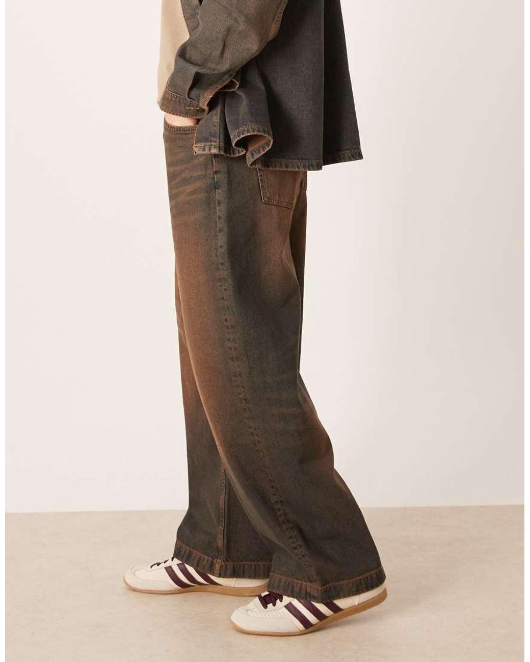 ASOS Brown Barrel Fit Jeans for men