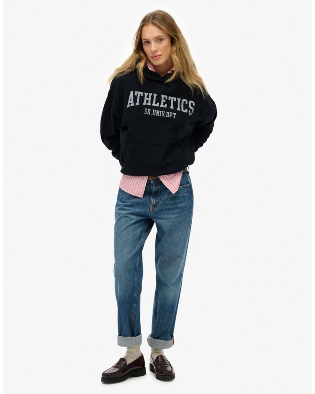 Superdry Black Athletic Essentials Relaxed Hoodie