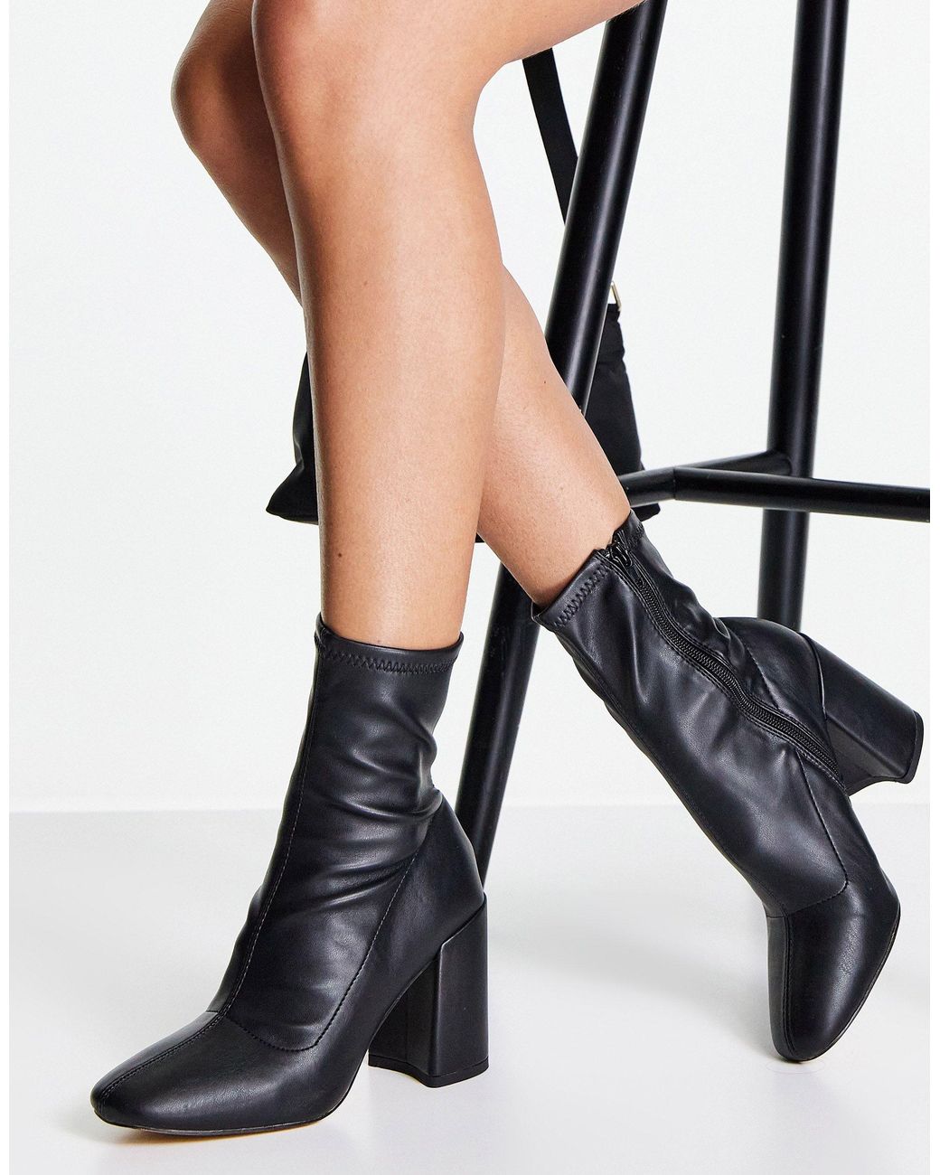 London Rebel Block Heel Buckle Ankle Boots