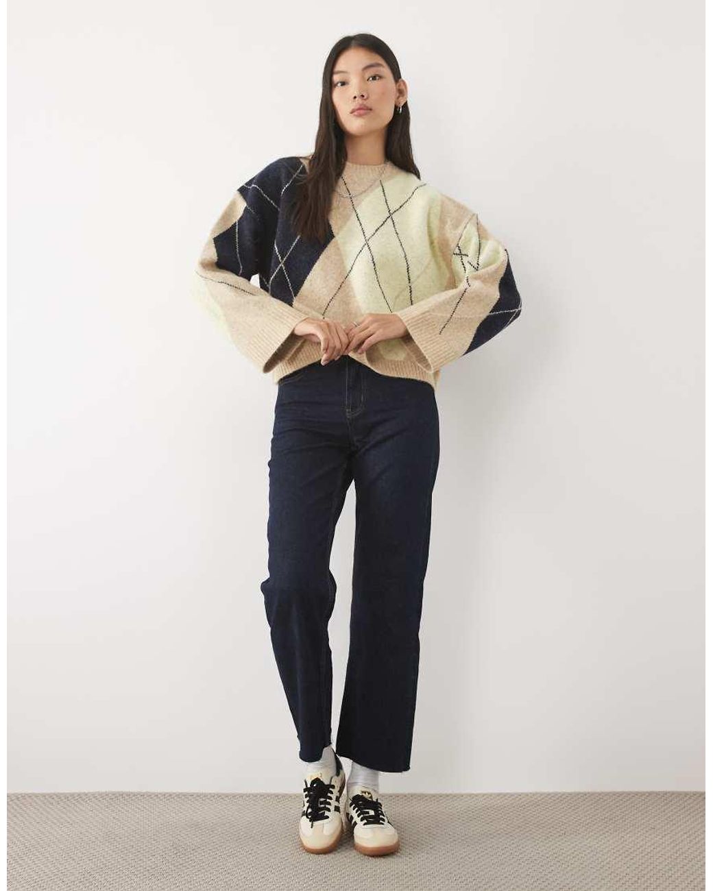 ASOS Natural Argyle Sweater