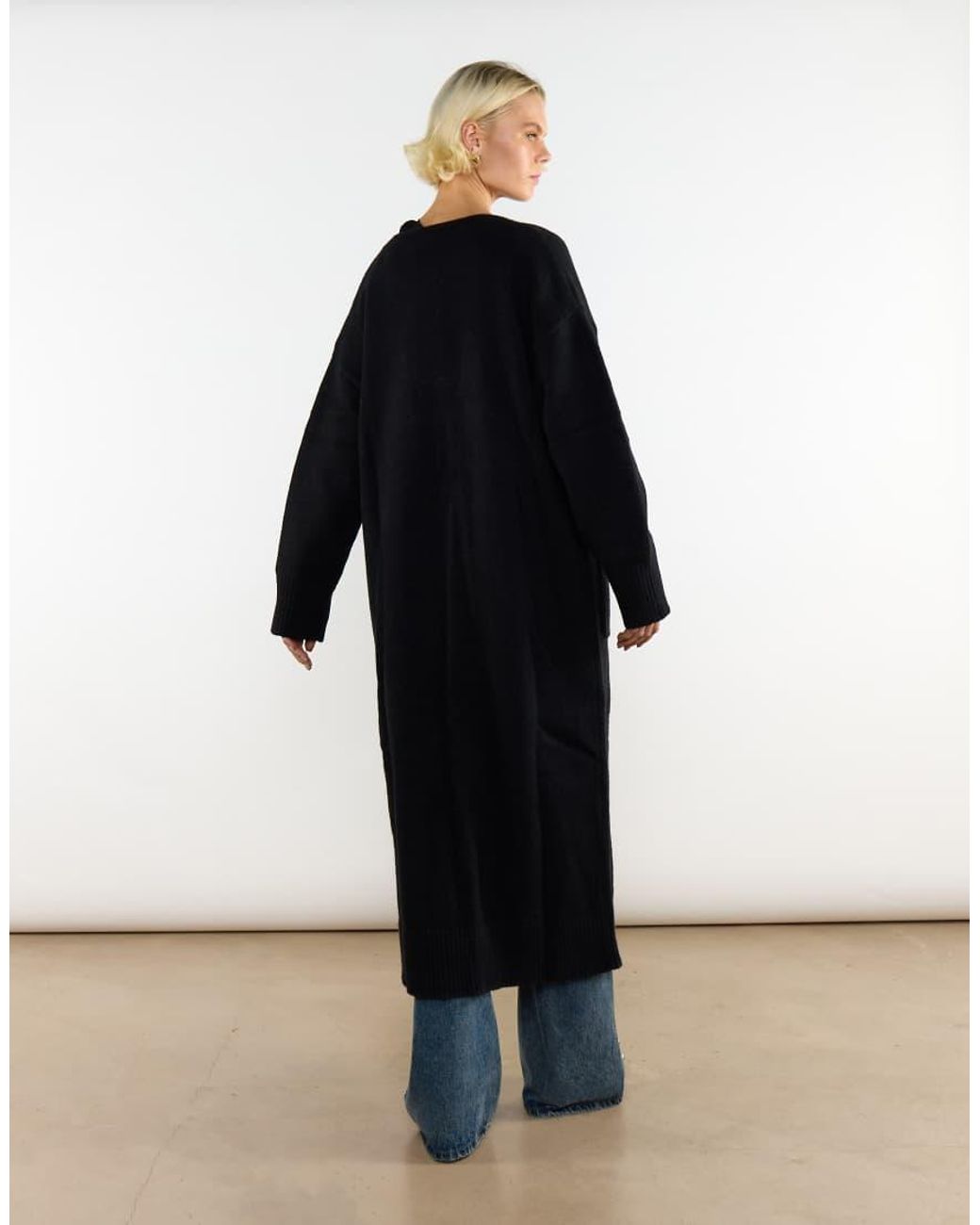 Glamorous Black Long Cardigan With Pocket