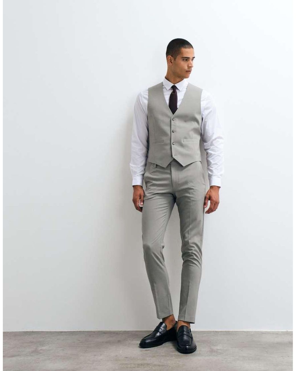 ASOS Gray Skinny Suit Waistcoat for men