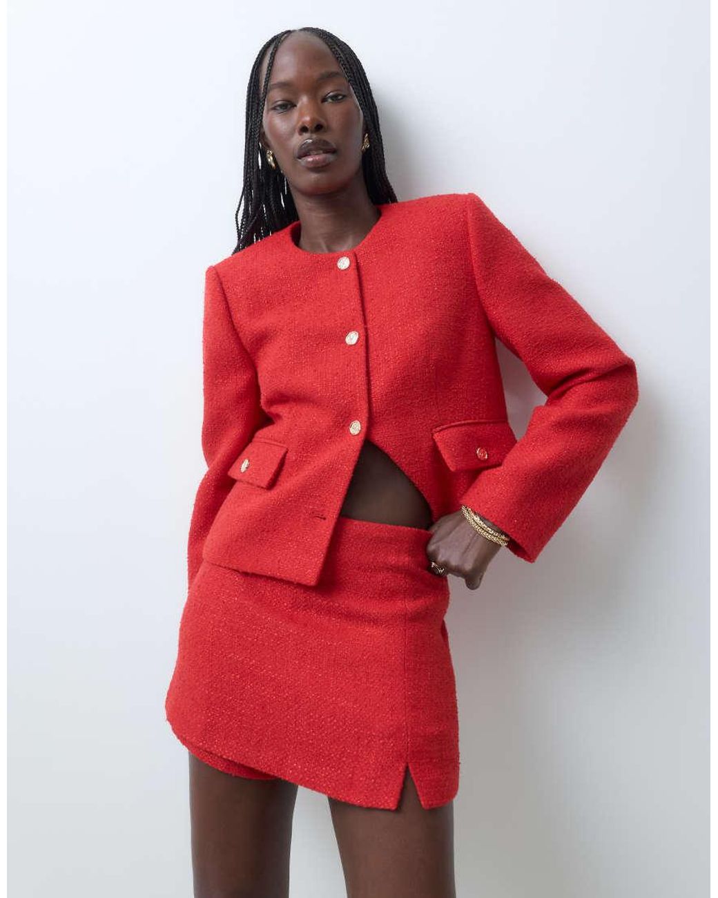 ASOS Red Tailo Boucle Pelmet Mini Skort