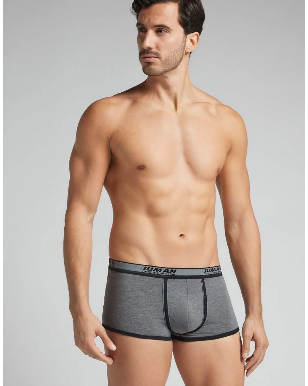 Intimissimi Gray Superior Cotton Boxers With Logo for men