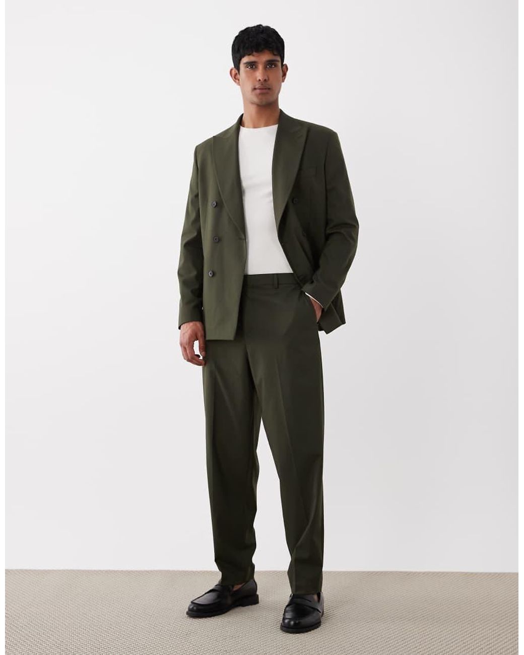 ASOS Green Relaxed Tapered Suit Pants for men