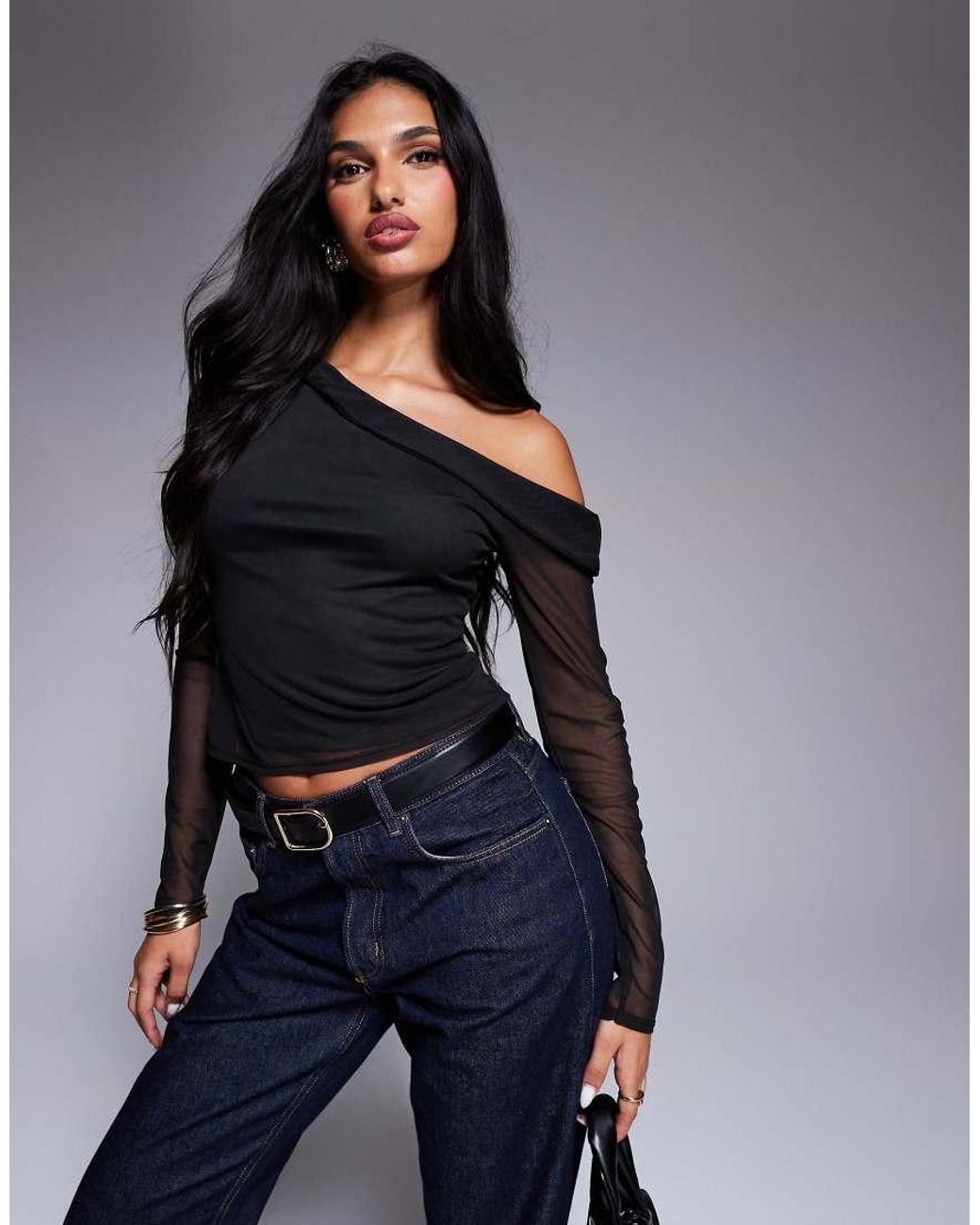 asos black off the shoulder top