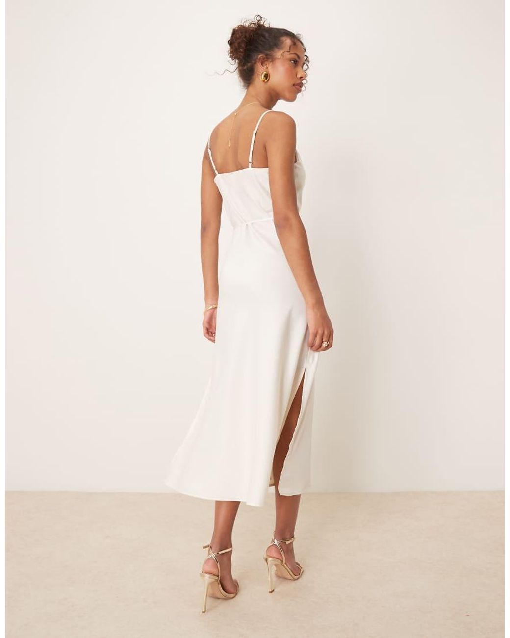 Y.A.S Natural Satin Cami Midi Dress