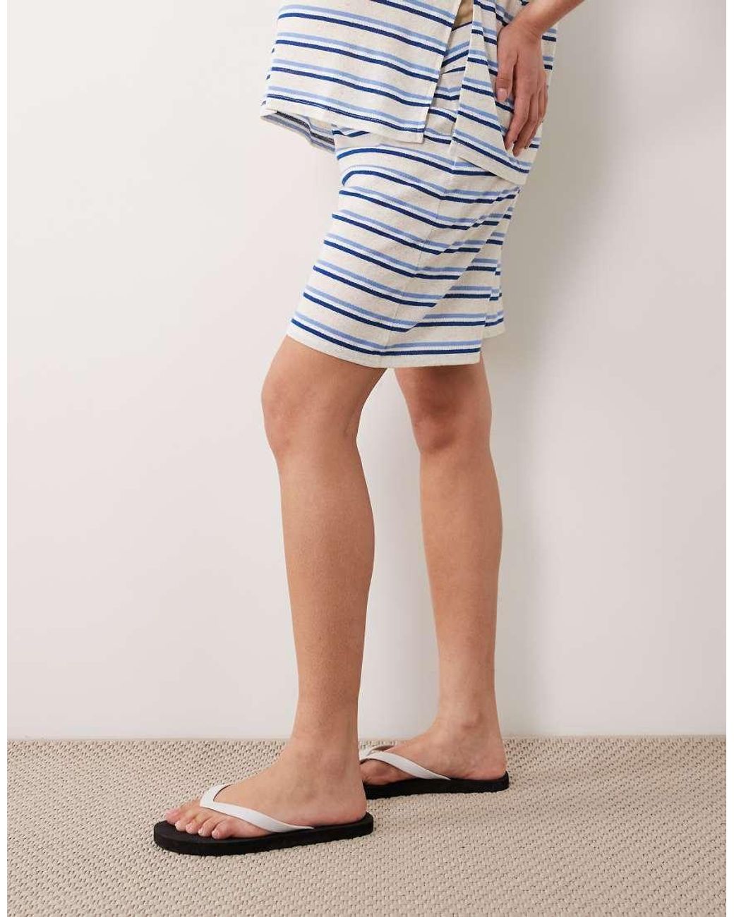 Mama.licious Blue Mamalicious Maternity Textured Jersey Tie Waist Shorts Co-ord