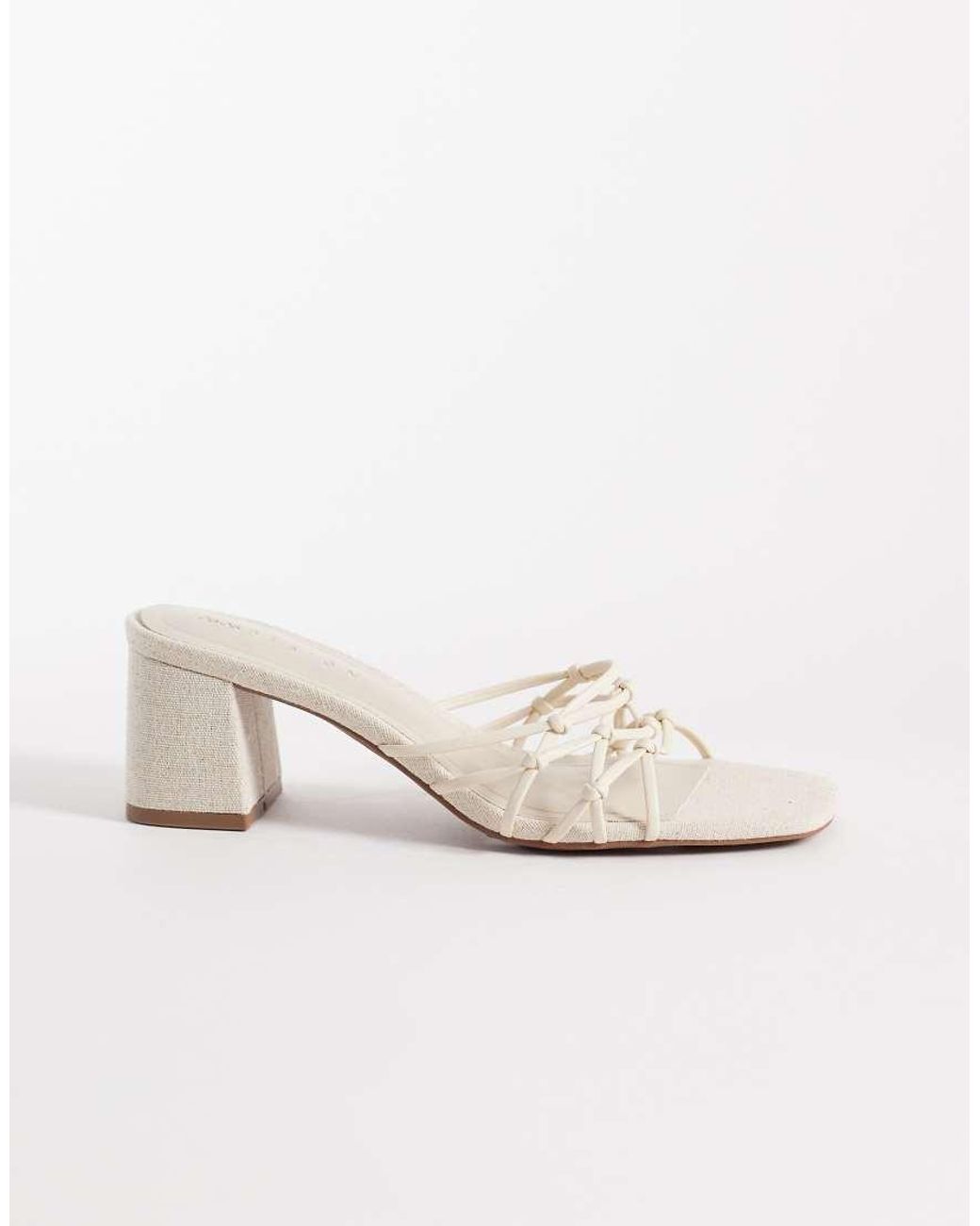 ASOS Natural Hana Strappy Knotted Block Heeled Mules