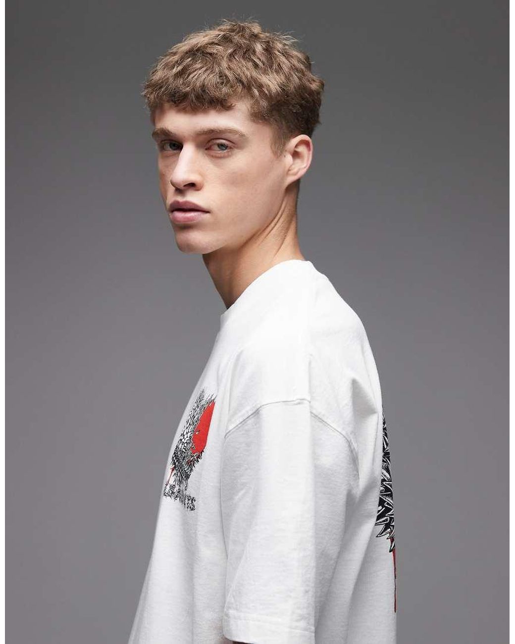 AllSaints Gray Chaste Graphic Heart Logo T-Shirt With Back Print for men