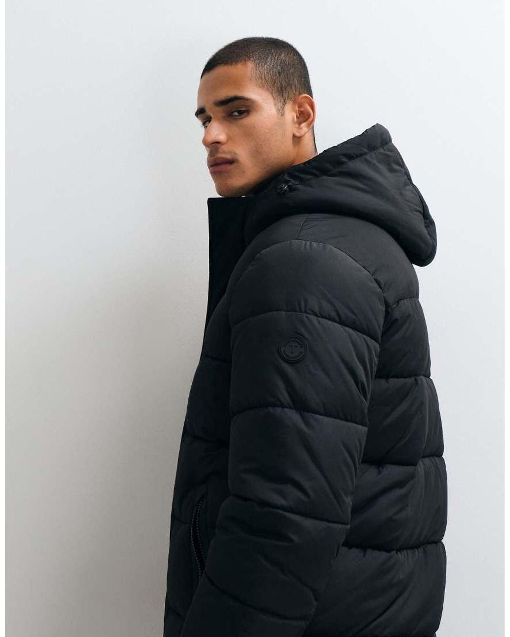 Threadbare Blue Showerproof Hooded Puffer Jacket for men